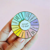 What to eat spinning enamel pin