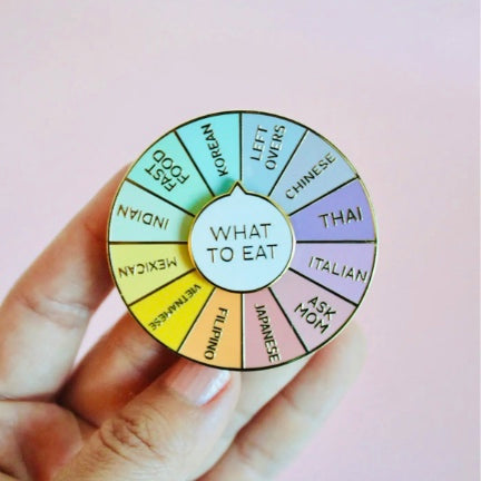 What to eat spinning enamel pin