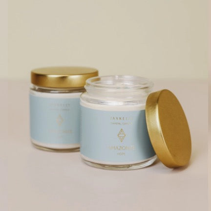 Clear crystal candle amazonite-hope
