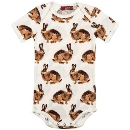 milkbarn baby organic bunny short sleeve onesie
