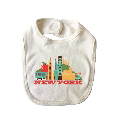 New York Cityscape natural organic cotton baby bib