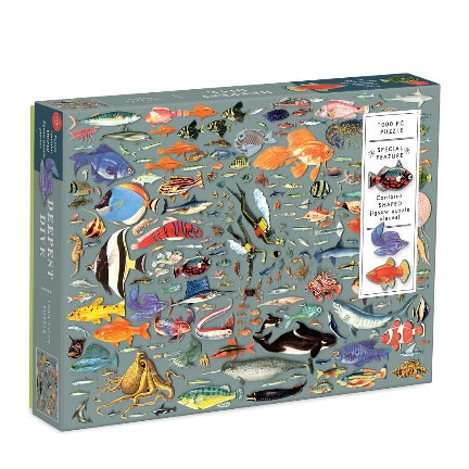 Deepest dive puzzle , sea creatures die cut