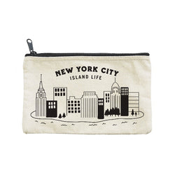 New York City Island life zippered canvas pouch