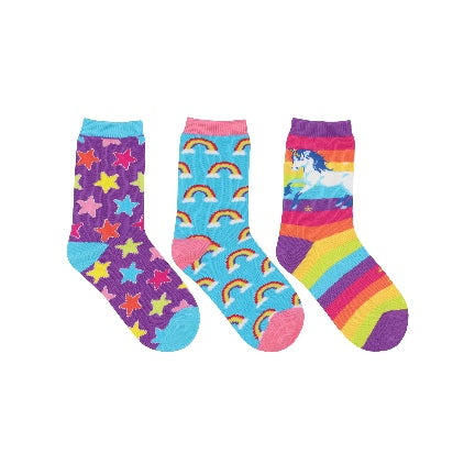 Sparkle 3 pack kids socks with unicorn