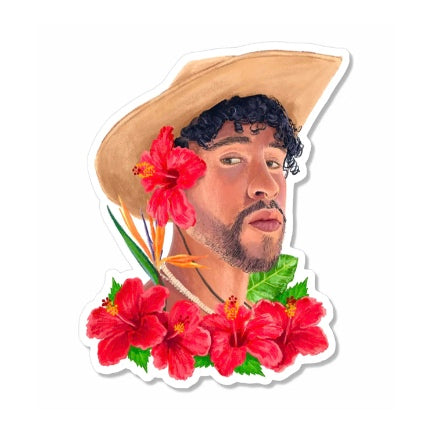 Bad bunny floral sticker