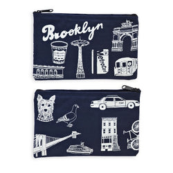 Brooklyn canvas cotton zippered pouch by claudia pearson