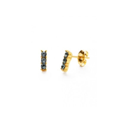 Triple crystal blue stud earrings