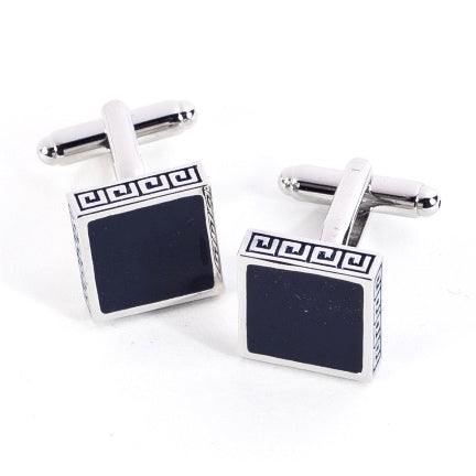 Blue enamel square cufflinks