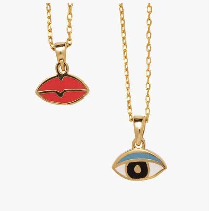 Lips/Eye double sided necklace