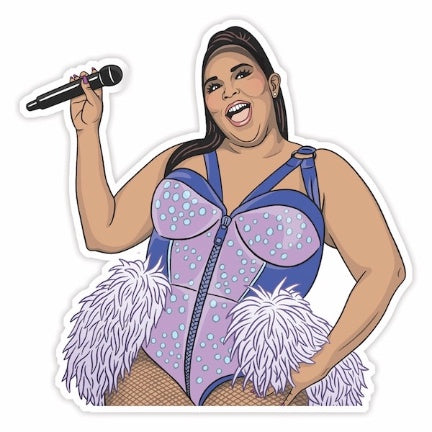 Lizzo woth microphone sticker