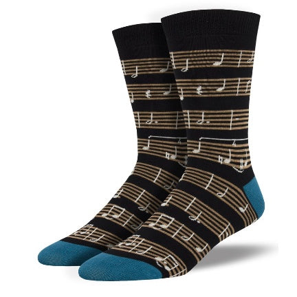 Music note mens socks black