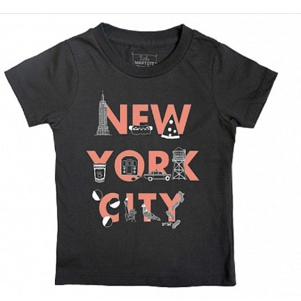 NYC FONT toddler tee in charcoal grey by Maptote