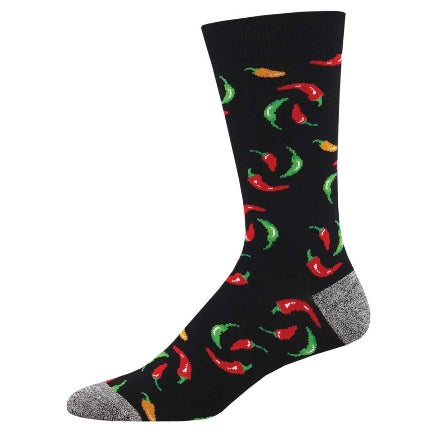 "Hot on your heels" Chile pepper men's socks