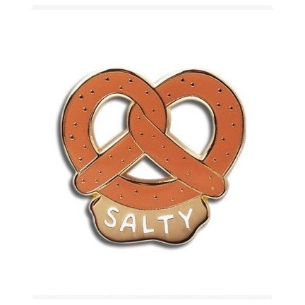 Salty pretzel enamel pin