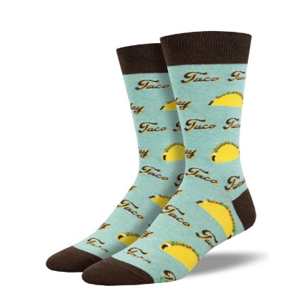 Taco Tuesday mens socks light blue