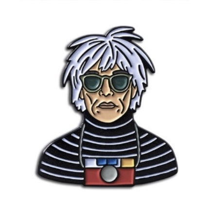 andy warhol with camera  enamel pin