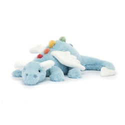 Sky dragon by Jellycat - light blue with rainbow back