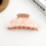 Black Classic Striped Oval Hair Claw Clip