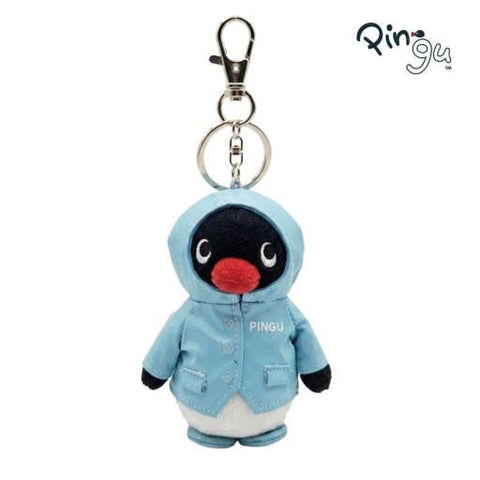 Pingu Raincoat Plush Keychain Blue
