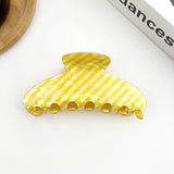 Black Classic Striped Oval Hair Claw Clip