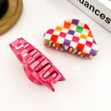 Checkerboard Semicircular Claw Clip, Classic Hair Clip: Multi-Colored