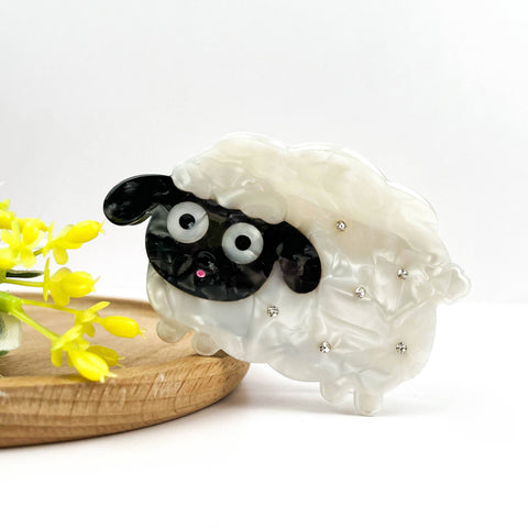 Black Sheep Hair Clip, Acetate Animal Hair Accessory