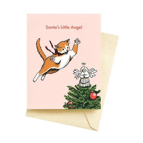 Santa's Angel Cat Holiday Card