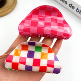 Checkerboard Semicircular Claw Clip, Classic Hair Clip: Multi-Colored