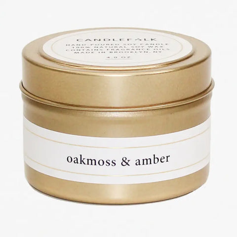 Oakmoss & Amber - 4 oz Gold Travel Candle