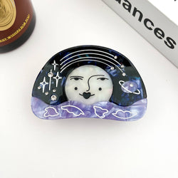 Moon & Starry Sky Acetate Claw Clip, Smiley Face Hair Clip: Purple
