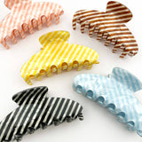 Black Classic Striped Oval Hair Claw Clip