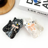 Tilt Head Cat Hair Clip, Acetate Claw Clip: Black