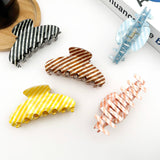 Black Classic Striped Oval Hair Claw Clip