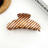 Black Classic Striped Oval Hair Claw Clip