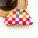Checkerboard Semicircular Claw Clip, Classic Hair Clip: Multi-Colored