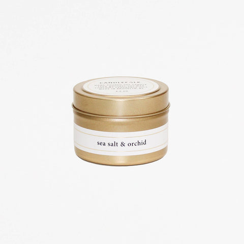 Sea Salt & Orchid - 4 oz Gold Travel Candle