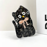 Tilt Head Cat Hair Clip, Acetate Claw Clip: Black