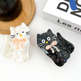 Tilt Head Cat Hair Clip, Acetate Claw Clip: Black