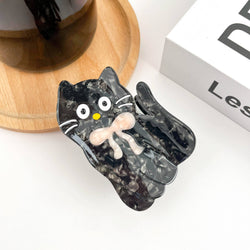 Tilt Head Cat Hair Clip, Acetate Claw Clip: Black