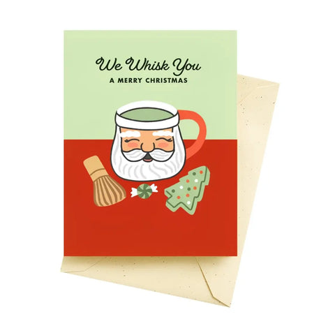 Matcha Whisk Santa Holiday Card