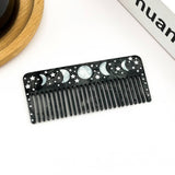 Black Starry Night Hair Claw, Crescent & Full Moon Hair Clip: Black