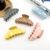 Black Classic Striped Oval Hair Claw Clip