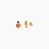 Orange Enamel Flat Back Kids Earrings