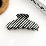 Black Classic Striped Oval Hair Claw Clip