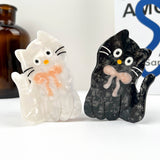 Tilt Head Cat Hair Clip, Acetate Claw Clip: Black