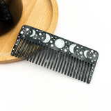 Black Starry Night Hair Claw, Crescent & Full Moon Hair Clip: Black