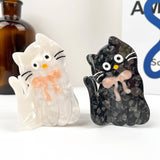Tilt Head Cat Hair Clip, Acetate Claw Clip: Black