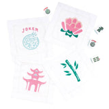 Mahjong Embroidered Cocktail Napkin Set, 4-Piece Cotton