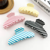 Blue Striped Hair Claw Clip, Acetate Bright Color Hair Clip