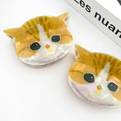 Cute Cat Head Claw Clip, Acetate Animal Hair Clip